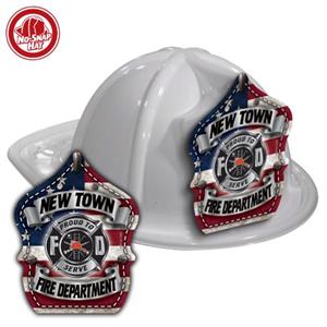 Custom White Fire Hats with Americana Shield