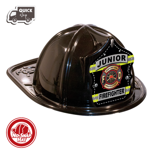 Black Fire Hat - Jr. FF Turnout Stripes