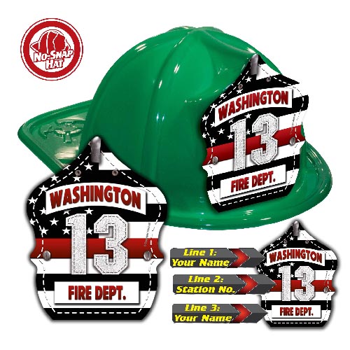 Custom Green Hat - Thin Red Line Shield