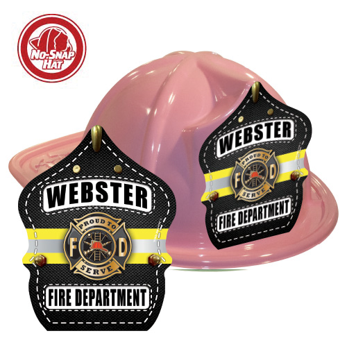 Custom Pink Fire Hats - Turnout Coat/ Yellow Stripe Shield