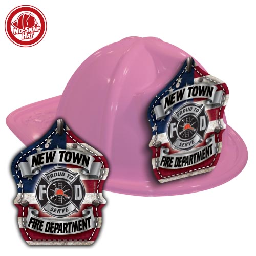 Custom Pink Fire Hats with Americana Shield