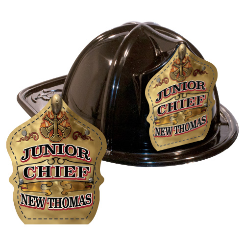 IMP. FIRE HAT - BLACK - GOLD JR. CHIEF SHIELD