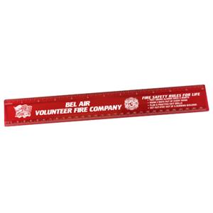 Imprinted 12^ Translucent Red Plastic Ruler w/ Metric Sscale