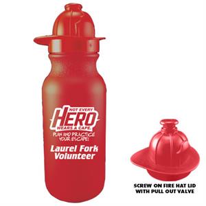 Imprinted 20 oz Red Bike Bottle w/ Fire Hat Lid - 2019 Theme