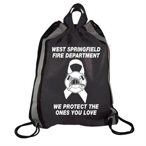 Imprinted Black Drawstring Backpack - Ribbon