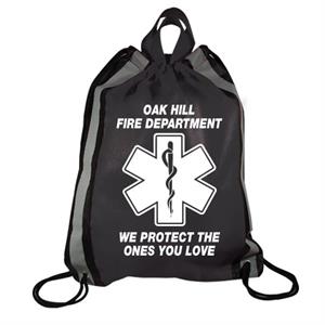 Imprinted Black Drawstring Backpack- Star of Life