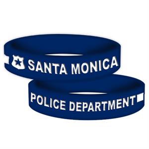 Imprinted Blue Awareness Silicone Band - Police Badge
