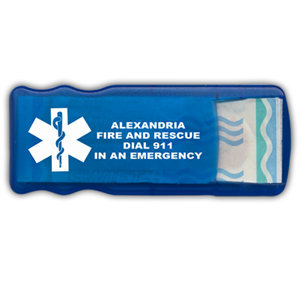 Imprinted Blue Bandage Dispenser - Star of Life