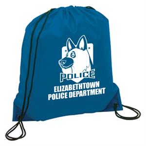 Imprinted Blue Cinch Backpack - Police Dog