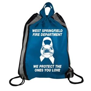 Imprinted Blue Drawstring Backpack - Ribbon