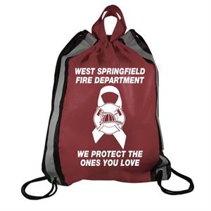 Imprinted Burgundy Drawstring Backpack - Ribbon