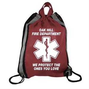 Imprinted Burgundy Drawstring Backpack- Star of Life