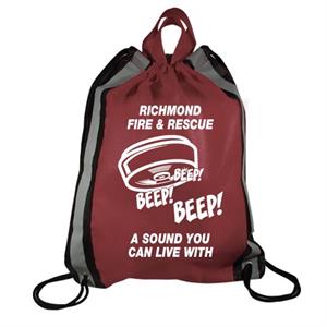 Imprinted Burgundy Drawstring Backpacks - Smoke Alarm