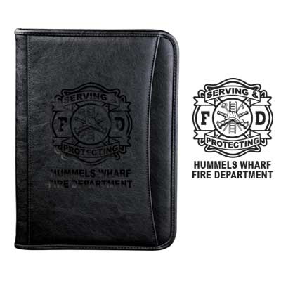 Imprinted Debossed Zippered Padfolio - 10" W x 13" H