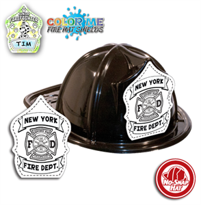 Imprinted Fire Hat - Black - Color Me Maltese Shield