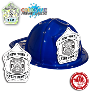 Imprinted Fire Hat - Blue - Color Me Maltese Shield