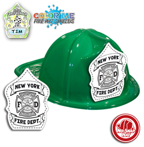 Imprinted Fire Hat - Green - Color Me Maltese Shield