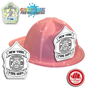 Imprinted Fire Hat - Pink - Color Me Maltese Shield