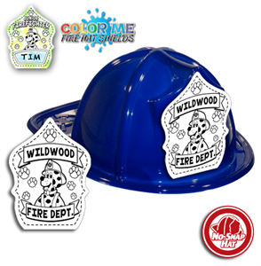 Imprinted Fire Hats - Blue - Color Me Cappy Shield