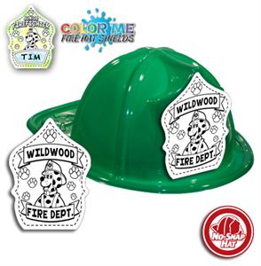 Imprinted Fire Hats - Green - Color Me Cappy Shield