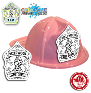 Imprinted Fire Hats - Pink - Color Me Cappy Shield