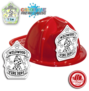 Imprinted Fire Hats - Red - Color Me Cappy Shield