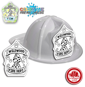 Imprinted Fire Hats - White - Color Me Cappy Shield