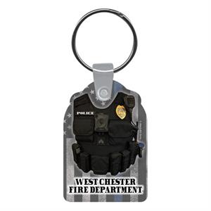 Imprinted Full Color Police Tactical Vest Key Tag - Thin Blue Line
