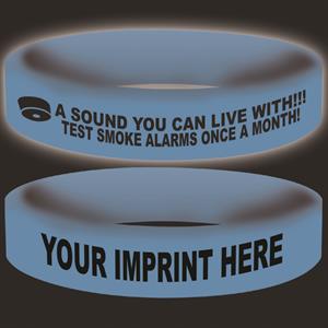 Imprinted Glow Awareness Band - Blue - Smoke Alarm Message