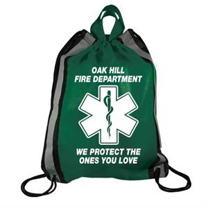 Imprinted Hunter Green Drawstring Backpack- Star of Life