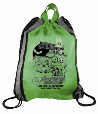 Imprinted Lime Green Drawstring Backpack Halloween Station