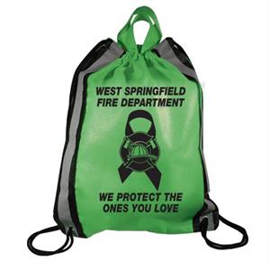 Imprinted Lime Green Drawstring Backpack - Ribbon