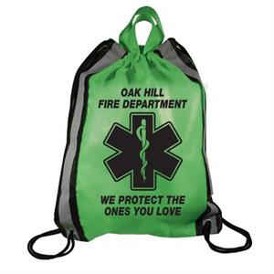 Imprinted Lime Green Drawstring Backpack- Star of Life