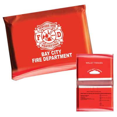 Imprinted Red Tissue Pack w/ Maltese Cross