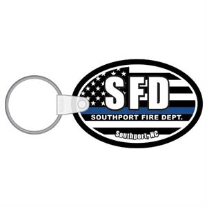 Imprinted Vinyl Key Tag - Oval - Thin Blue Line