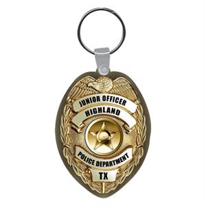 Imprinted Vinyl Key Tag - Oval Badge - Gold