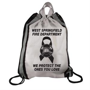 Imprinted White Drawstring Backpack - Ribbon