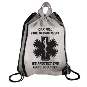 Imprinted White Drawstring Backpack - Star of Life