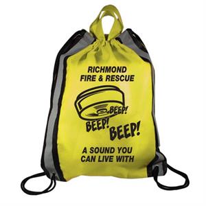 Imprinted Yellow Drawstring Backpacks - Smoke Alarm