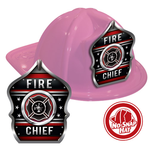 Pink Fire Chief Hat - Maltese Cross Shield