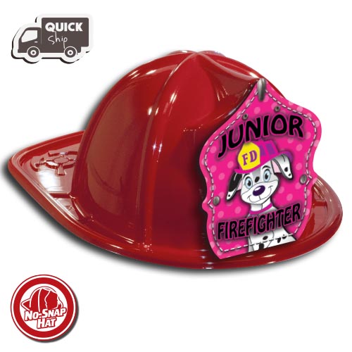 Stock Red Fire Hat- Dalmatian Jr. Fire Chief Shield