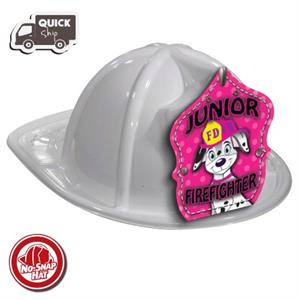 White Fire Hat- Dalmation Jr. Fire Chief Shld