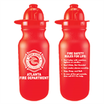 Imprinted 20oz Red Bike Bottle w/ Fire Hat Lid - 2024 Theme Logo