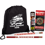 Imprinted Black Cinch Backpack Kit - Fire Truck