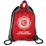 Imprinted Red Reflective Drawstring Backpacks - 2024 Theme Logo