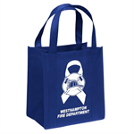 Imprinted Blue Tote Bag - White Ribbon