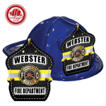 Custom Blue Fire Hats - Turnout Coat/ Yellow Stripe Shield