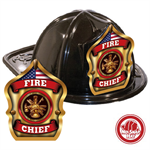 Stock Black Jr. Fire Chief Hat - Scramble Shield