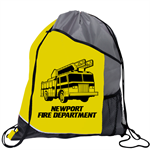 Imprinted Yellow Pocket Drawstring Backpack - Fire Truck