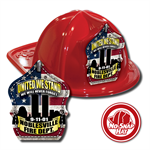 Imprinted Fire Hats - Red - 9/11 Flag Shield